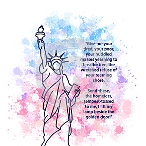 Statue of Liberty sculpture with sonnet colossal neoclassical style statue