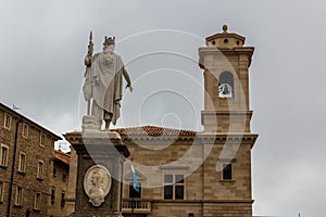 Statue of Liberty Statua della LibertÃ  on Palazzo Pubblico square in San Marino