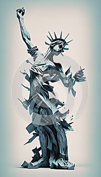 The Statue of Liberty Superimpose on A Contemporary Dance Pose in 3D on White Background AI Generative photo