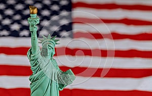 The Statue of Liberty the United States a symbol of freedom and democracy with flag the United States of America