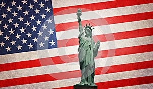 Statue of liberty on USA flag