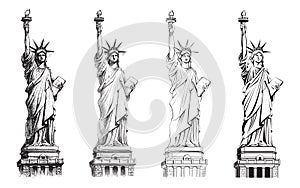 Statue of liberty, vector collection of illustrations.