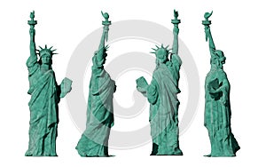 Statue of liberty. 4 views. isolate on white background. 3d render