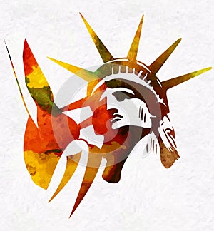 Statue of Liberty watercolor painting styled vector image