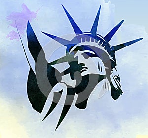 Statue of Liberty watercolor painting vector