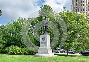Statue of Lieutenant-Colonel John Graves Simcoe at Queen`s Park, Toronto photo