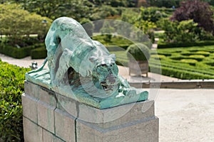 Statue of lion at Botanical Garden of Brussels