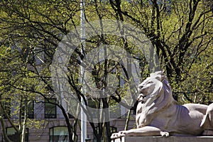 Statue of Lion in Bryant Park of New York