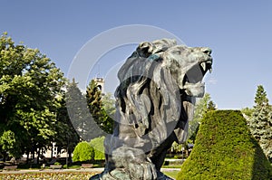 Statue of a lion in city center of Ruse