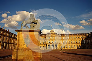 Statue of lion at New Castle in Stuttgart