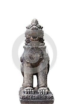 Statue of lion or singha style ancient asia on isolated background