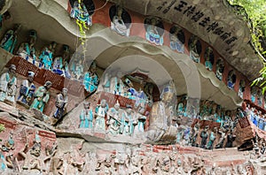 Statue of Liu Benzun, famous Tang-dynasty Baddhist layman at Dazu Rock Carvings