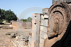 Statue of Lord Buddha in stupa at Sanchi, India