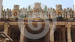 Statue of Lord Ganesha, Lord Brahma and Vishwakarma on Top of Big Bull Temple, Bangalore, Karnataka photo