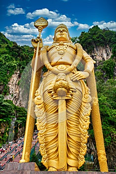Statue of Lord Muragan and entrance at Batu Caves in Kuala Lumpur, Malaysia