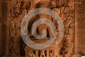 Statue of Lord Shiva, the almighty at Kailasa temple, Ellora Caves