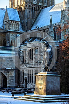 Statue of Lord Tennyson at Lincoln Cathdral