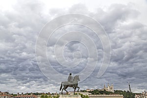 Statue of Louis. In the centre of Place BellecourLyon-France stands an equestrian statue of King Louis XIV, erected by Lemot in