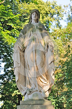 Statue in Lychakiv Cemetery in Lviv, Ukraine