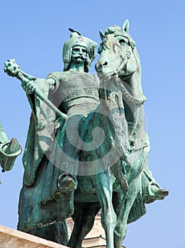 Statue of a Magyar Chieftain in Budapest, Hungary photo