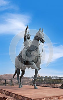 Statue of Maharaja Rao Jodha Ji  founder of Mehrangarh fort and Jodhpur in Rajasthan state of India