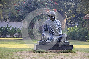 Statue of Mahatma Gandhi at Sabarmathi Ashram, Ahmedabad, Gujarath, India, Asia