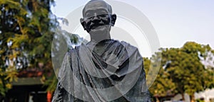 Statue of Mahatma Gandhi at Sabarmati Ashram in India.