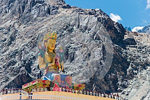 Statue of Maitreya Buddha at Diskit Monastery Diskit Gompa in Ladakh, Jammu and Kashmir, India.
