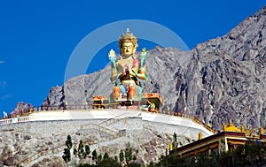 Statue of Maitreya Buddha at Duskit Monastery, Nubra, Leh-Ladakh, Jammu and kashmir, India