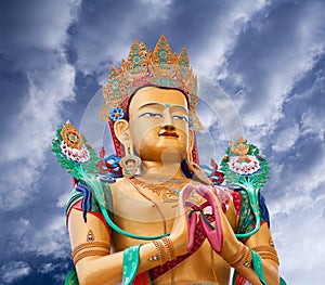 Statue of Maitreya Buddha near Diskit Monastery in Ladakh, India photo