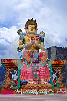 Statue of Maitreya Buddha near Diskit Monastery in Nubra valley, India