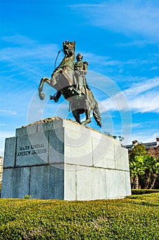 The statue of Major General Andrew Jackson on a horse in Jackson Square, New Orleans