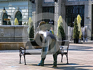 Statue of man in the center of Bratislava Slovakia