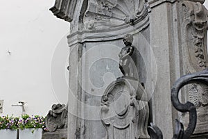 Statue of Manneken Pis in the center of Brussels, Belgium