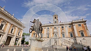 Statue of Marcus Aurelius in front of the Senatorial Palace Rome, Italy