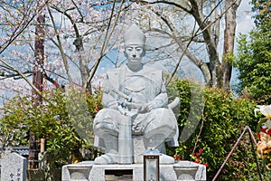 Statue of Matsudaira Katamori 1836-1893 at Aizu cemetery at Konkaikomyo-ji Temple in Kyoto, Japan.