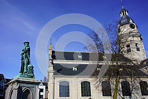 Statue for Mercator in front of the church in Rupelmonde. photo