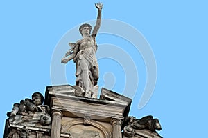 Statue of Mercury in city Lviv, Ukraine