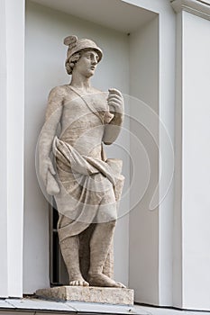 Statue of Mercury in the niche of the Kitchen Corps of the Elagin Island Palace and Park Complex in St. Petersburg