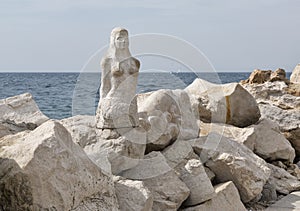 Statue of mermaid in Piran, Slovenia