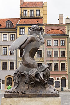 Siren Monument, Old Town in Warsaw, Poland photo