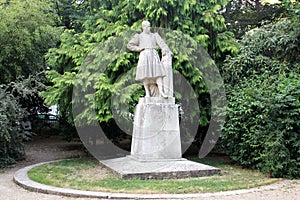 Statue of Michel Colombe, sculptor whose work bridged the late Gothic and Renaissance styles, Tours, France