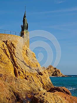 Statue of Minerva on the promenade of Tossa de Mar, Costa Brava, Catalonia