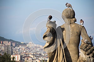 Statue on Montjuic mountain in Barcelona, Spain