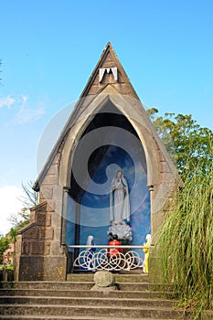 Statue of Mother  Mary in little chapel in Dingle, Ireland