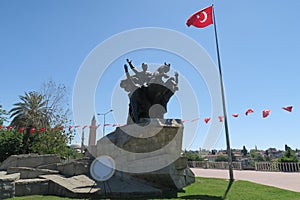 Statue of Mustafa Kemal Ataturk in Antalyas Oldtown, Turkey photo