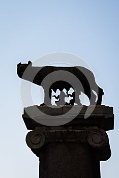 Statue of the mythological legend of Romulus and Remus in Rome