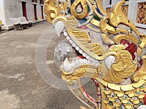 Statue of nagas in front of buddhism temple