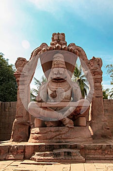 Statue of Narasimha, Karnataka, Hampi, India, ruins of the city of Vijayanagar