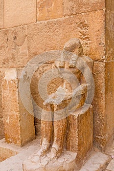 Statue near the great pyramids in Giza plateau. Cairo, Egypt